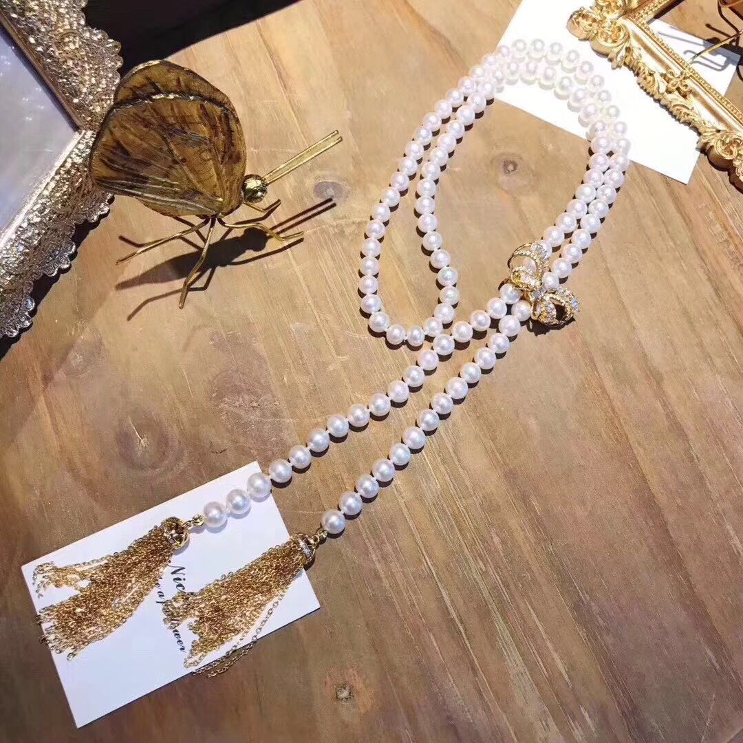 天然碧玺毛衣链法式小众个性天然巴洛克珍珠宴会镶嵌首饰品欧美风-阿里巴巴