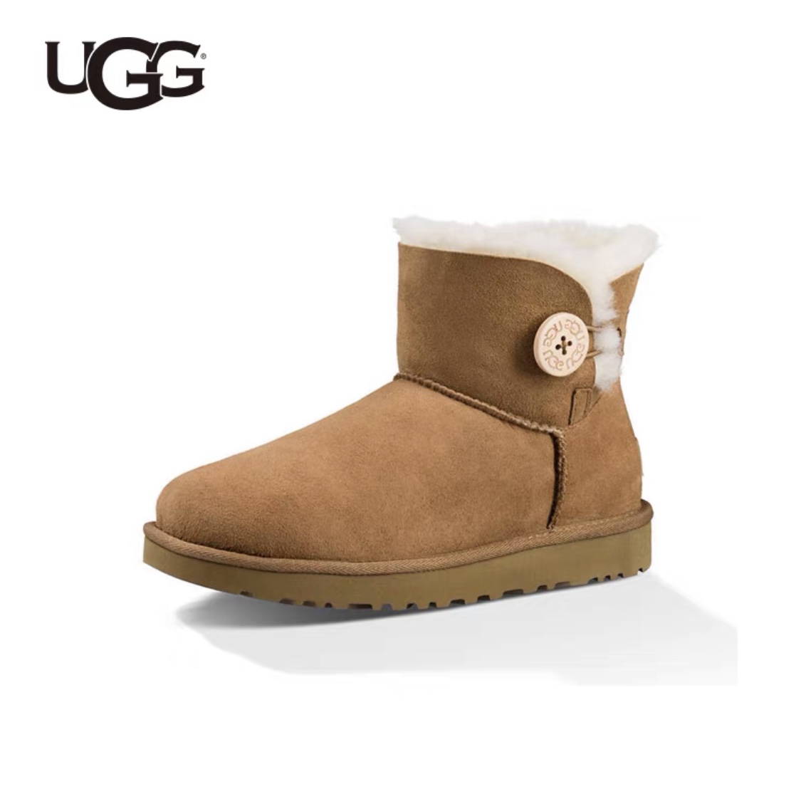 ugg女士冬季经典贝莉纽扣羊皮毛一体短靴-1005(顺丰仓发货)